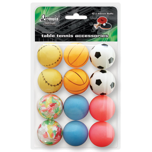 FORMULA SPORTS NOVELTY TABLE TENNIS BALLS 12PK