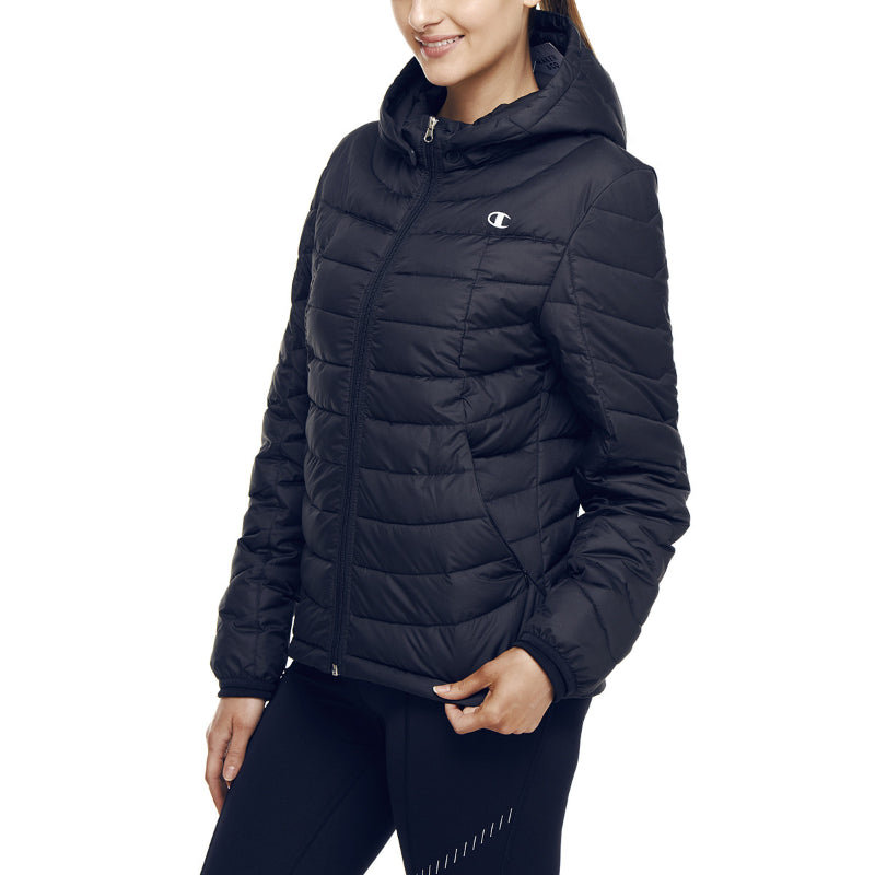 CHAMPION WOMENS PUFFER JACKET BLACK