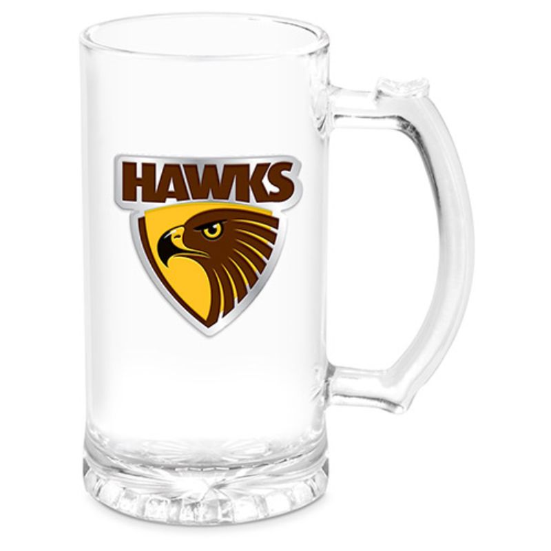AFL STEIN WITH METAL BADGE HAWTHORN HAWKS