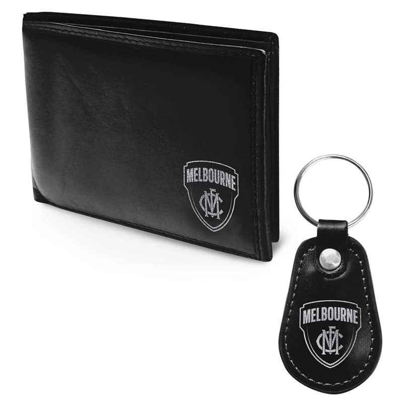 AFL Melbourne Leather and Keyring Gift Pack