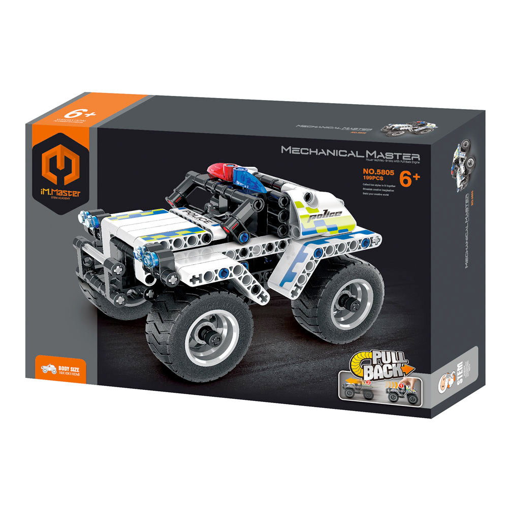 iM.Master Mechanical Master Pull Back Police Car building Blocks 199 Pcs