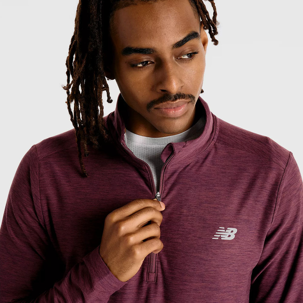 New Balance Mens Space Dye Quarter Zip Pullover