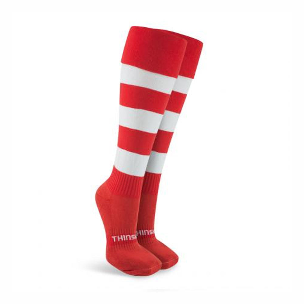 ThinSkins Football Socks - Red with White Hoops