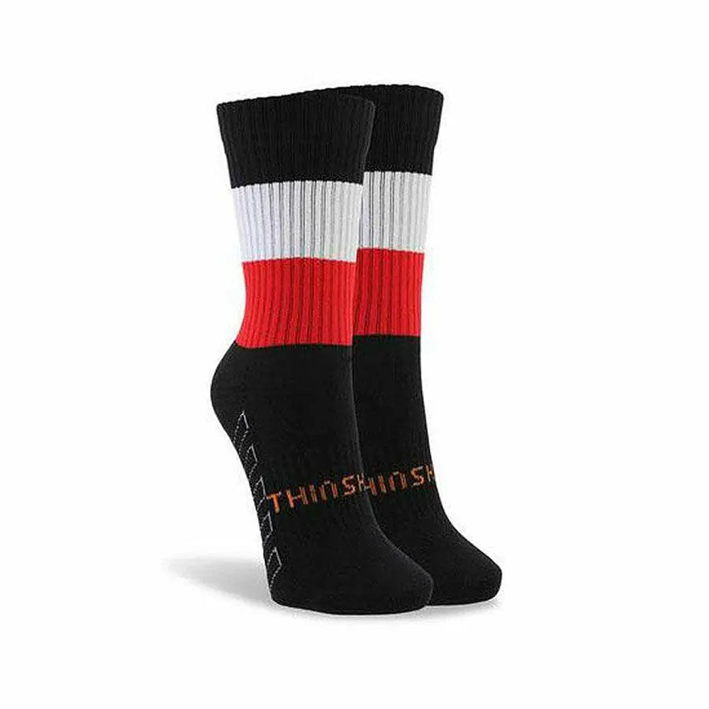 ThinSkins Short Football Socks - Black - White/Red Hoops