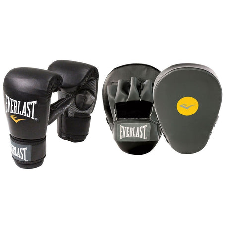 EVERLAST GLOVE AND MITT COMBO SET BLACK
