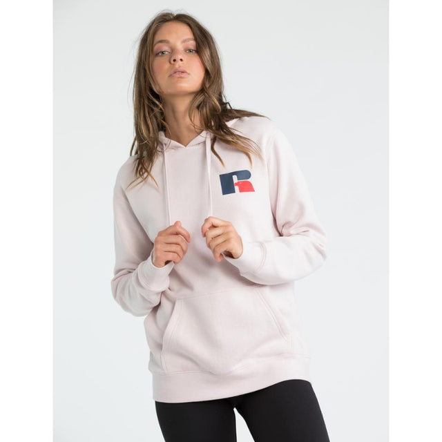 RUSSELL ATHLETIC WOMENS STACKED HOODIE DUST ROSE