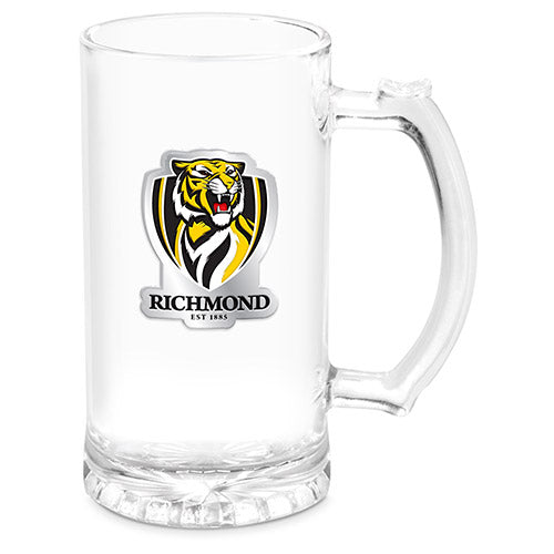 AFL STEIN WITH METAL BADGE RICHMOND TIGERS