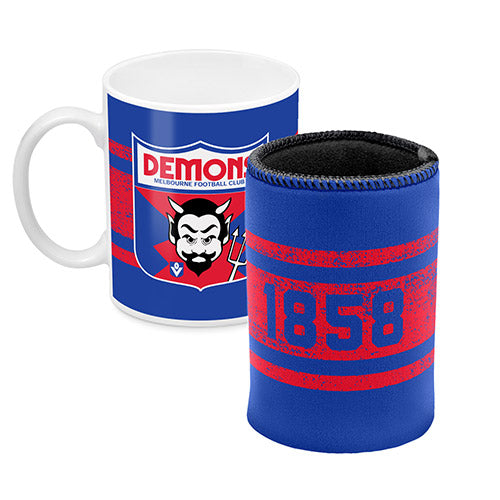 AFL MUG AND CAN COOLER MELBOURNE DEMONS