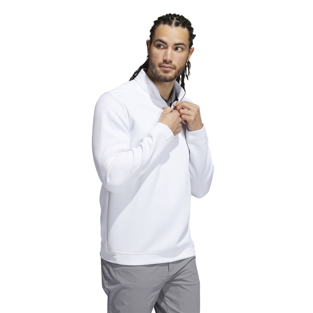 Adidas Mens Primegreen Water Resistant Quarter-Zip Pullover White