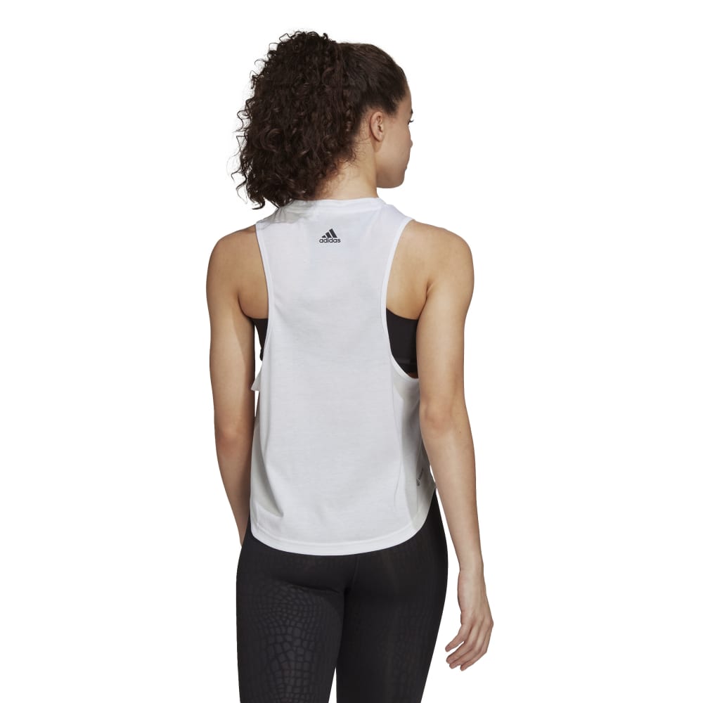 Adidas Womens Aeroready Made For Training Logo Graphic Raceback Tank Top