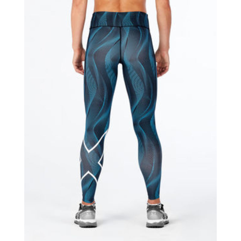 2XU WOMENS MID-RISE FULL LENGTH COMPRESSION TIGHT DRESDEN BLUE WHITE