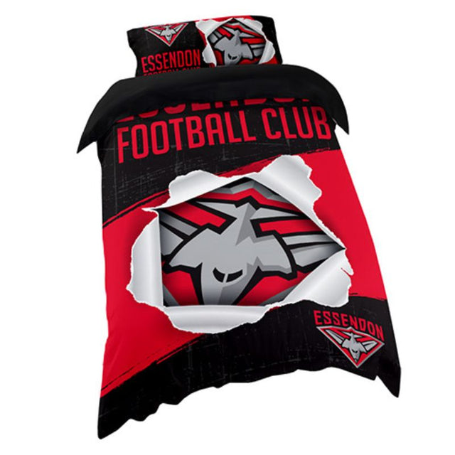 AFL QUILT COVER SINGLE ESSENDON BOMBERS