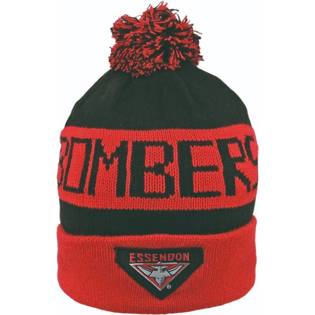 AFL BAR BEANIE ESSENDON BOMBERS