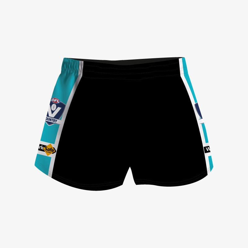 Footy Shorts - Black/White/Teal