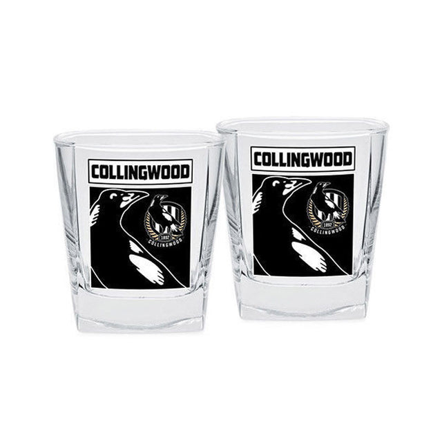 AFL Collingwood Magpies Spirit Glasses x 2
