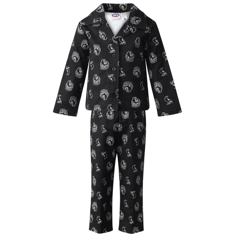 AFL Collingwood Magpies Toddlers Flannelette PJ Set