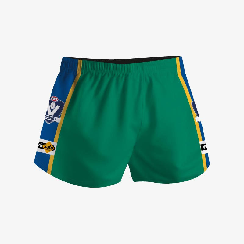 FOOTY SHORTS GREEN GOLD ROYAL