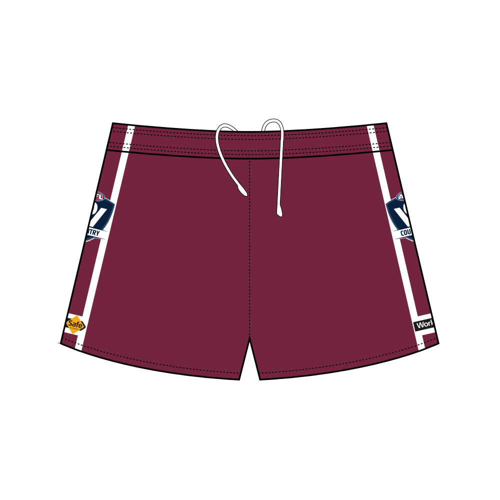 AFL Vic Country Football Shorts - Maroon/White