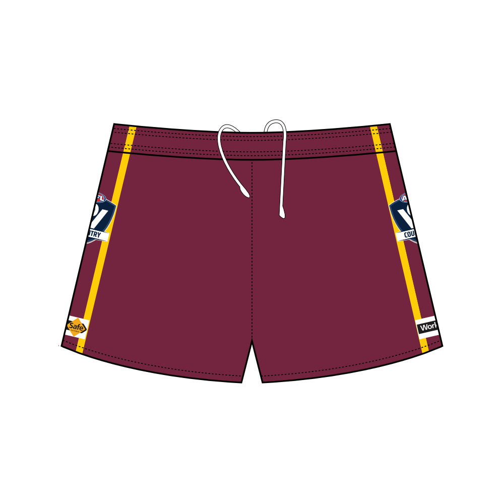 AFL Vic Country Football Shorts - Maroon/Gold