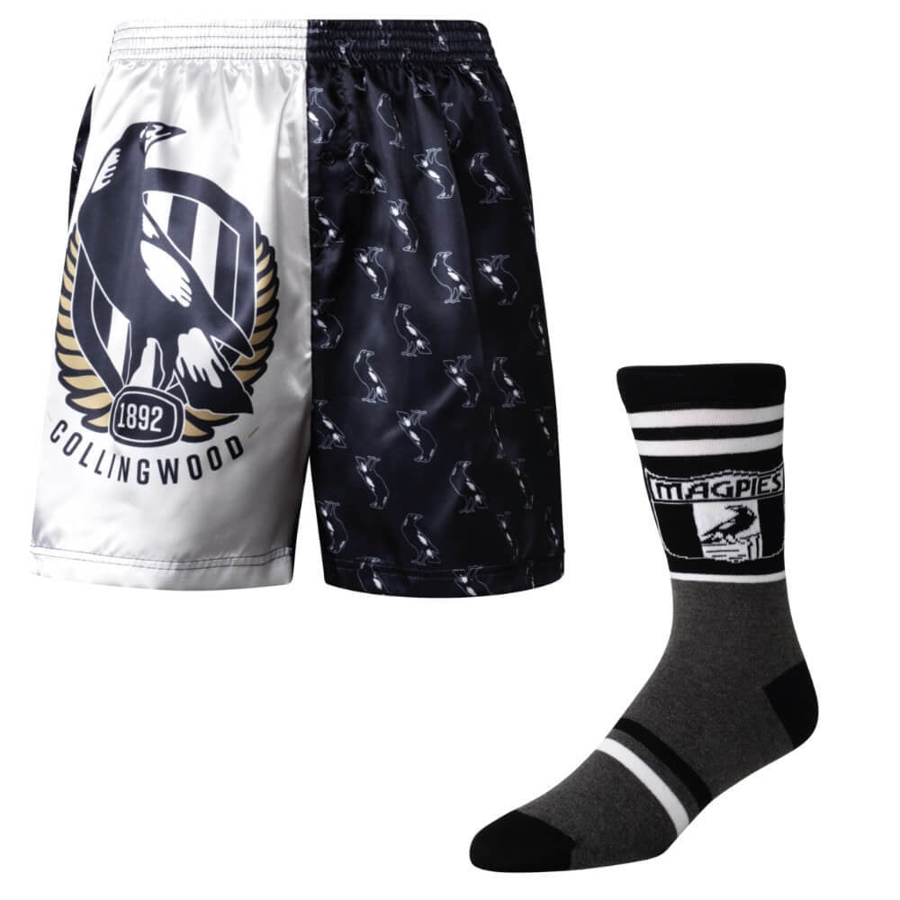 AFL Collingwood Magpies Boxer Shorts & Socks Gift Pack