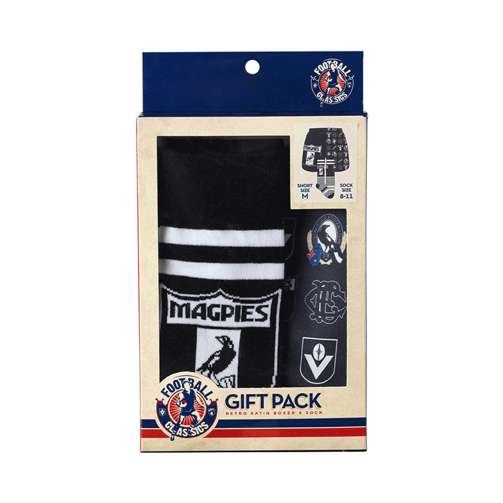 AFL Collingwood Magpies Boxer Shorts & Socks Gift Pack