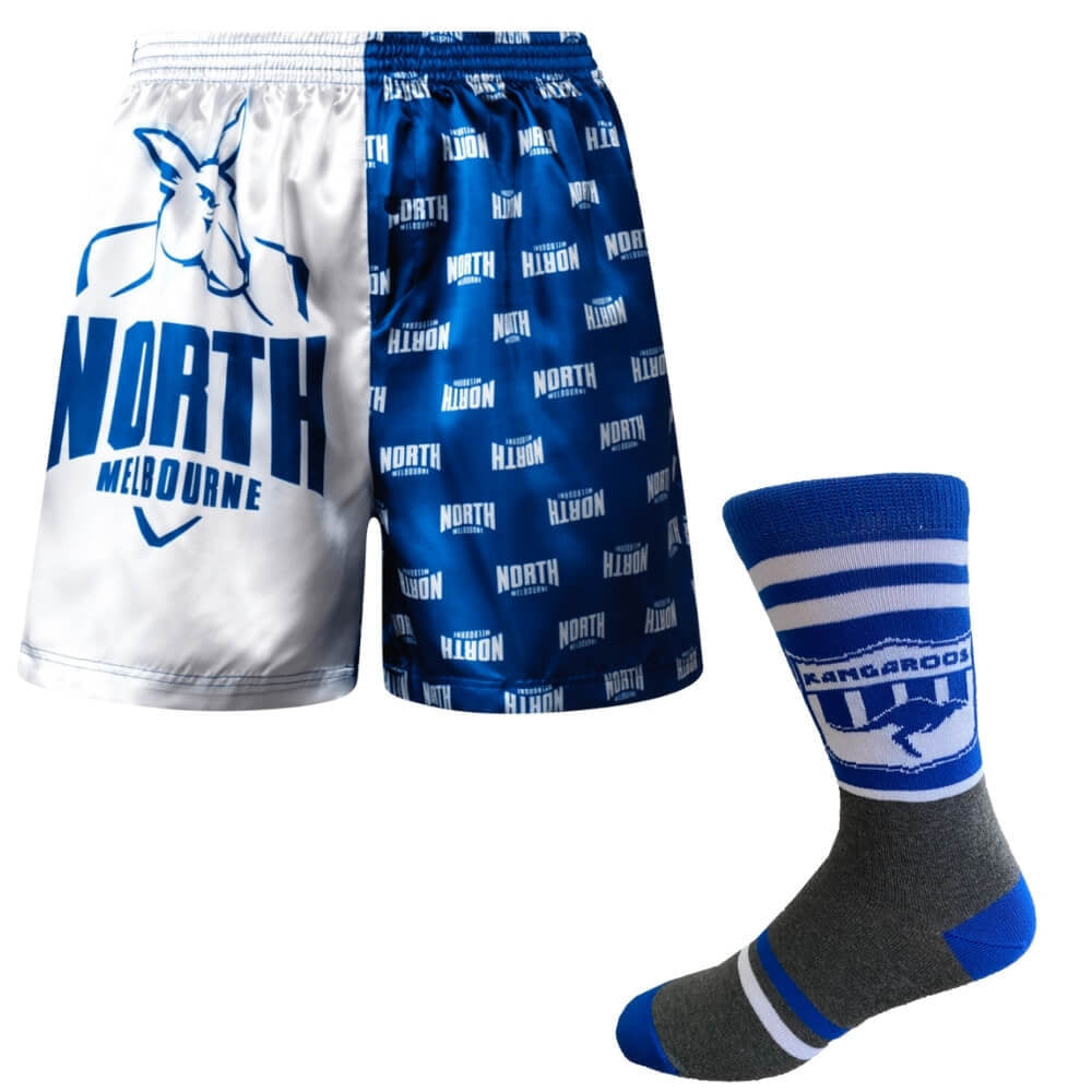 AFL North Melbourne Kangaroos Boxer Shorts & Socks Gift Pack