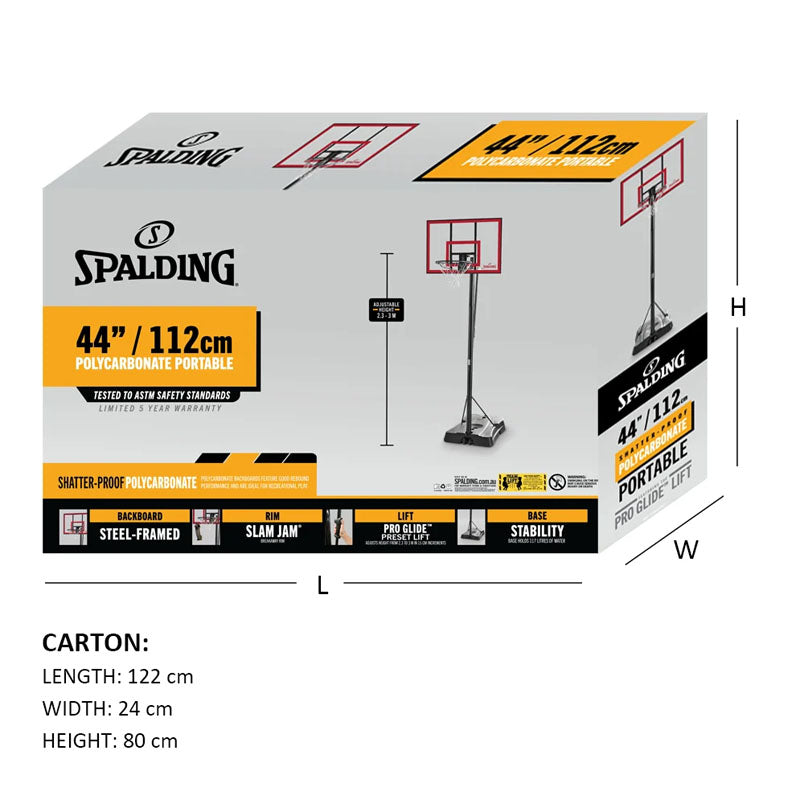 Spalding Pro Glide - 44 Inch Polycarbonate Portable Basketball System