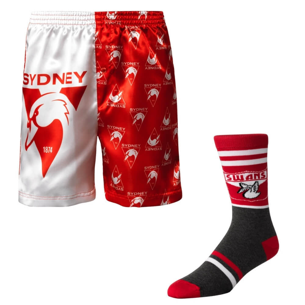 AFL Sydney Swans Boxer Shorts & Socks Gift Pack