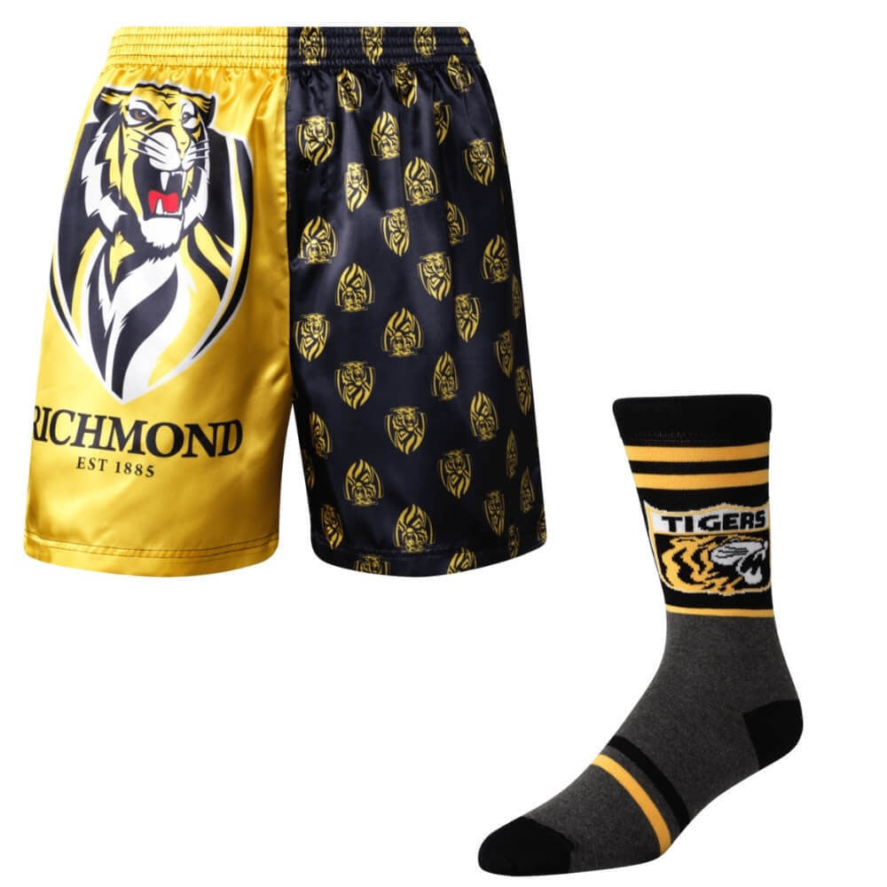 AFL Richmond Tigers Boxer Shorts & Socks Gift Pack