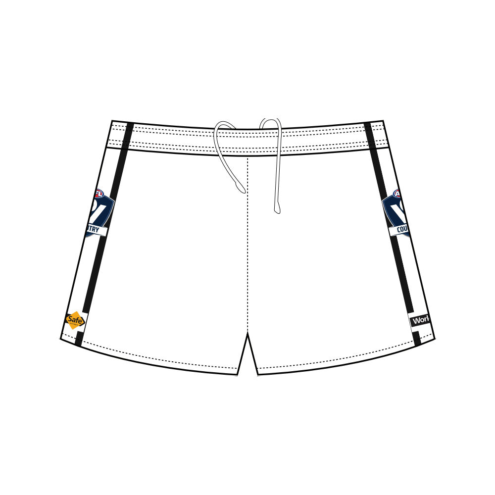 AFL Vic Country Football Shorts - White/Black