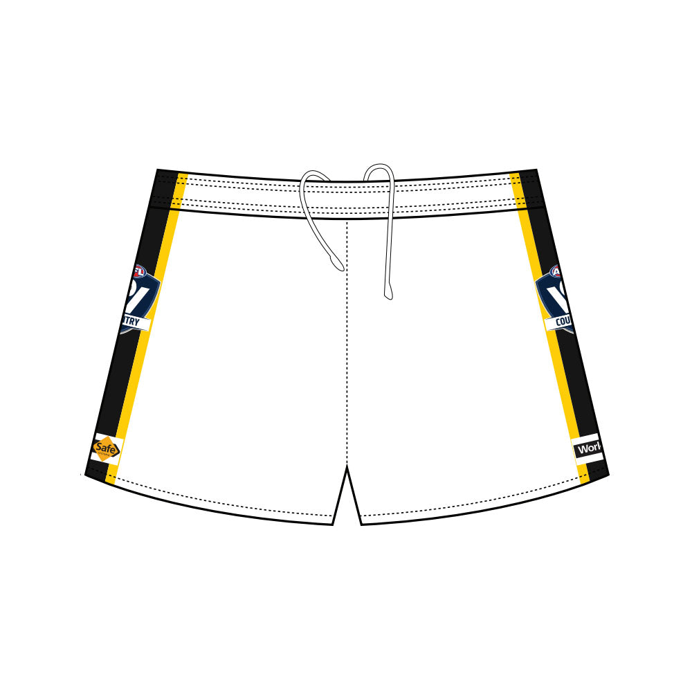 AFL Vic Country Football Shorts - White/Black/Yellow