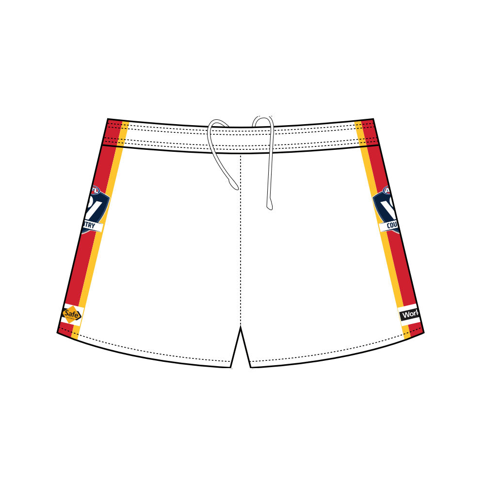 AFL Vic Country Football Shorts - White/Gold/Red